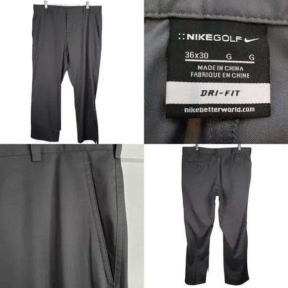 Nike Golf Pants Men's Size 36x30 Gray Straight Leg Chino Pants Modern - Picture 1 of 9